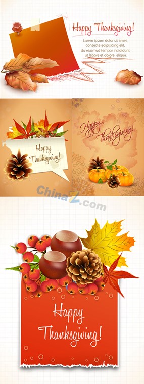 秋季果实矢量卡片素材